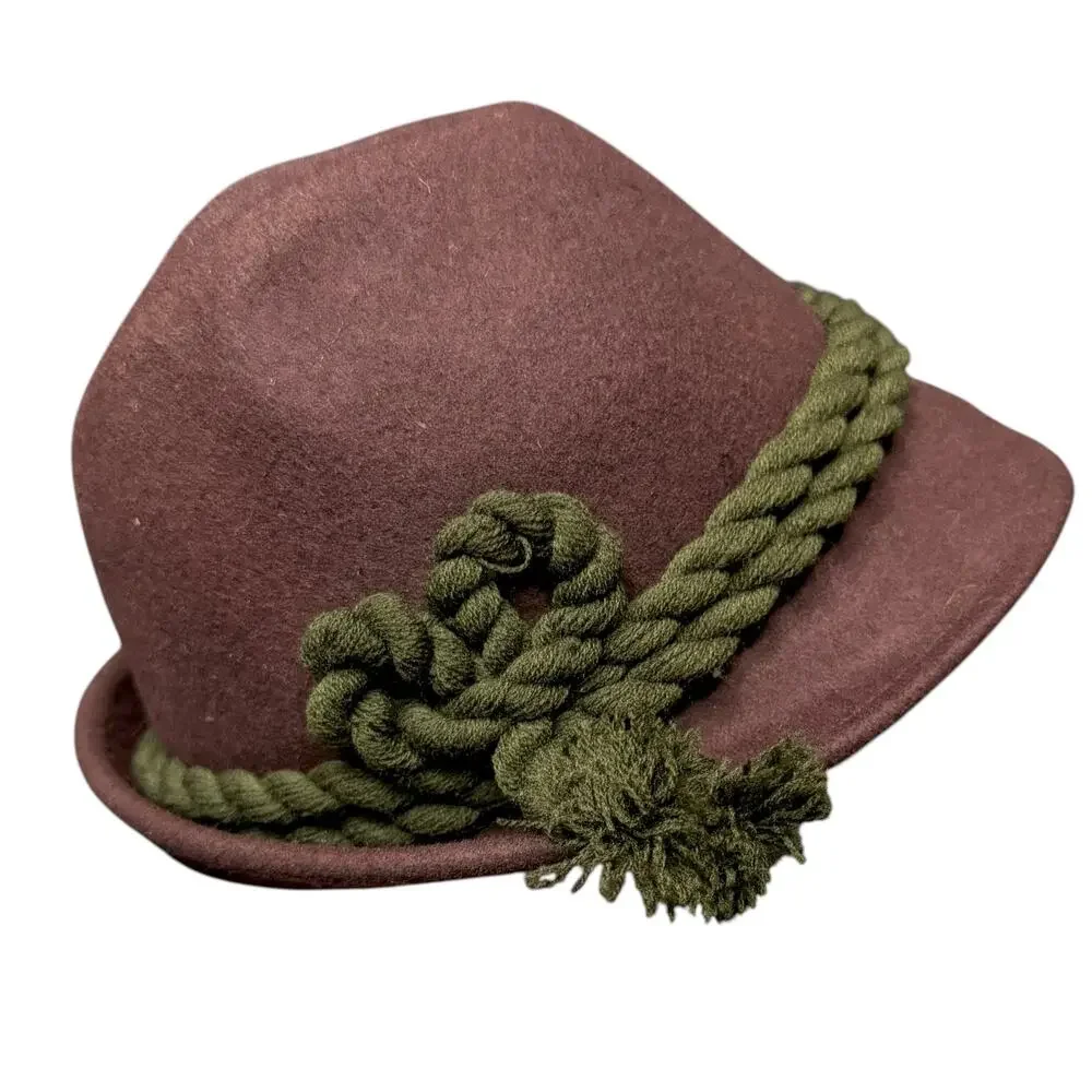 Hofbrauhaus Munchen HB Oktoberfest Brown Wool Alpine Fedora Green Cord Germany